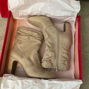 Brand new Cream suede heeled booties
